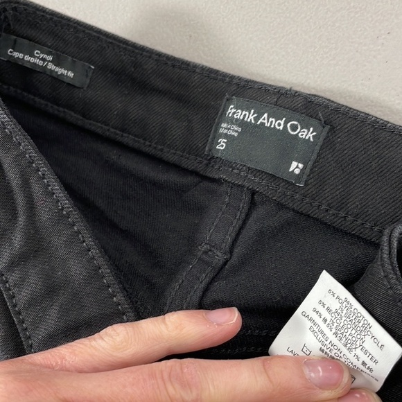 Frank and Oak Jeans Cyndi Straight Fit Black Denim Size 25 - Picture 6 of 11